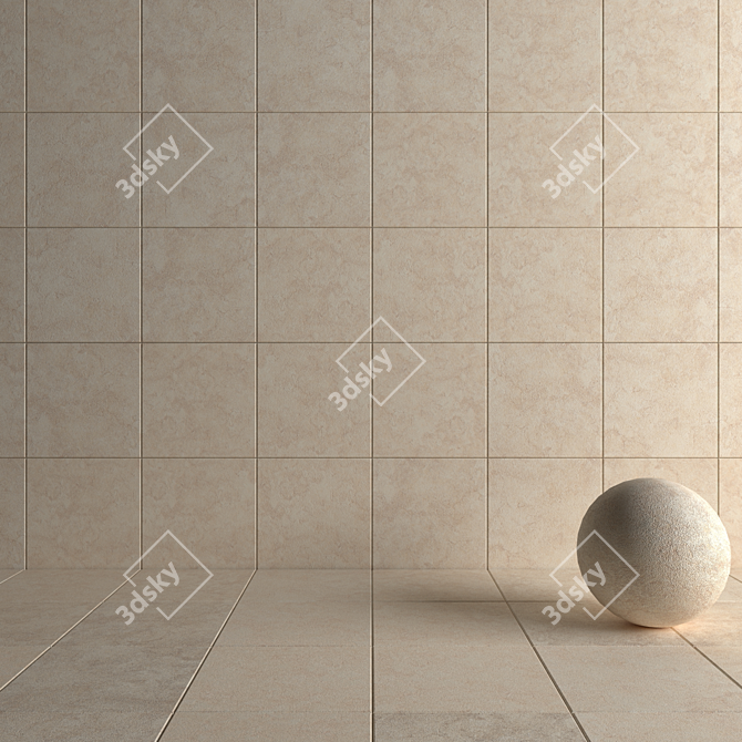 Nirvana Beige Concrete Tiles: Multi-Texture Set! 3D model image 4