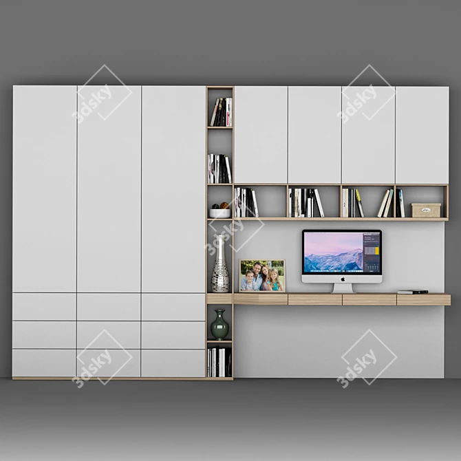 Versatile Home Office Shelf & Table 3D model image 1