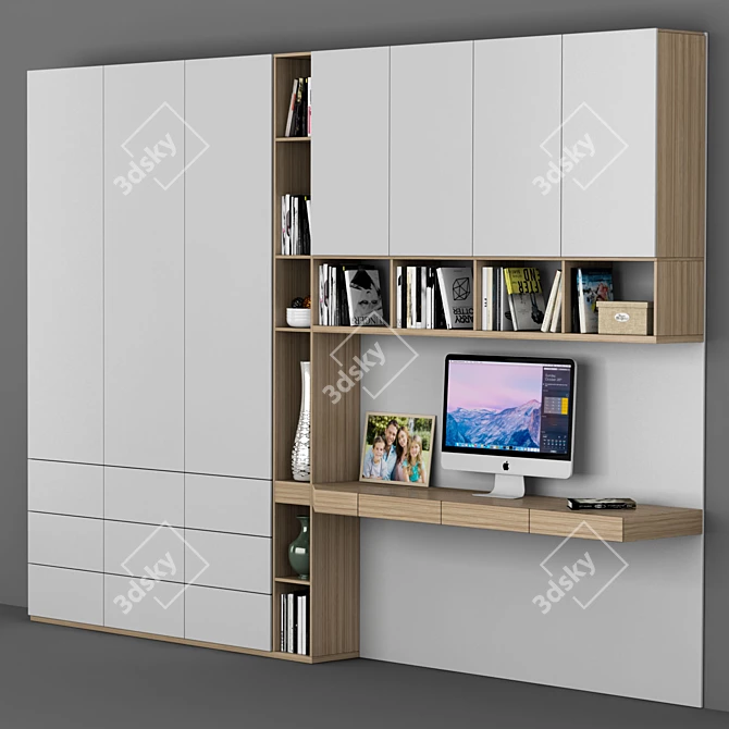 Versatile Home Office Shelf & Table 3D model image 2