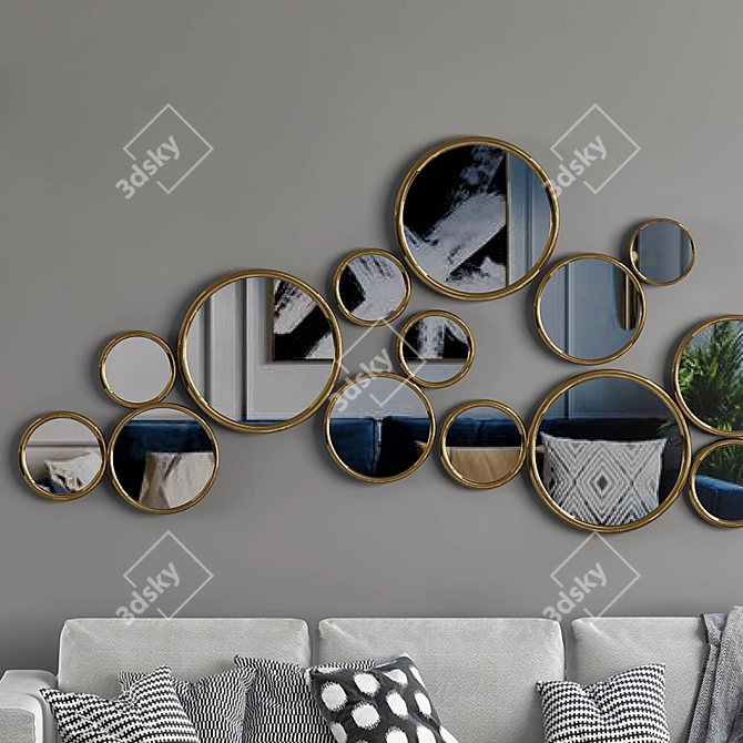 Modern Mirror Wall Decor 3D model image 2