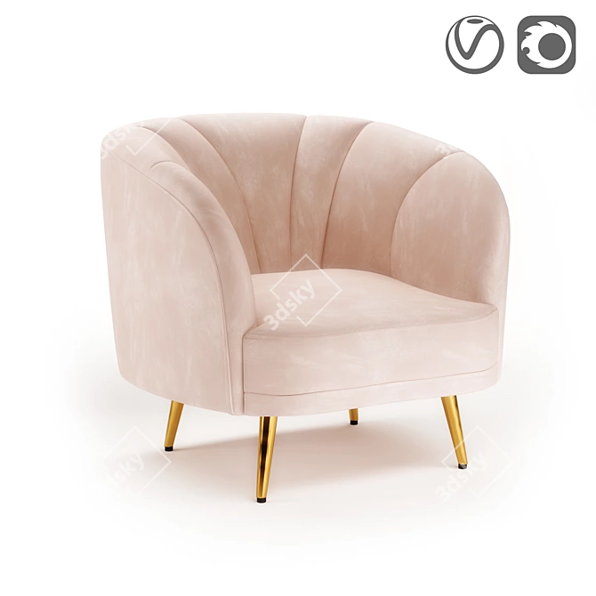 Leone Velvet Armchair: Minimalistic Design, Ultimate Comfort. 3D model image 1