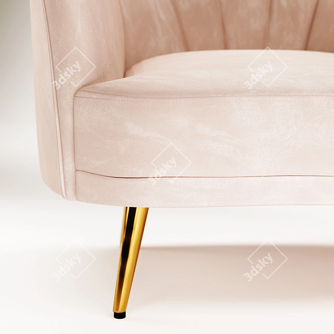 Leone Velvet Armchair: Minimalistic Design, Ultimate Comfort. 3D model image 4