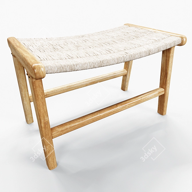 HKLiving Abaca Teak Lounge Ottoman 3D model image 5