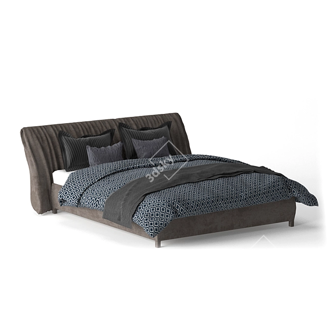 Luxury MisuraEmme Bed: Elegant Two-Material Bedspread 3D model image 1