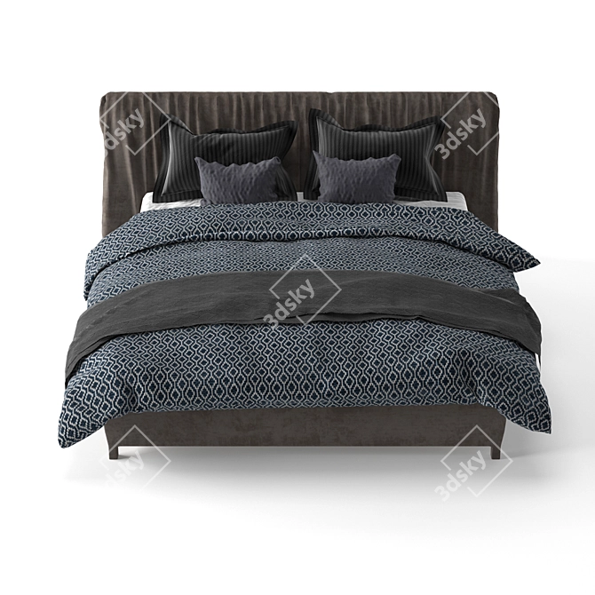 Luxury MisuraEmme Bed: Elegant Two-Material Bedspread 3D model image 3