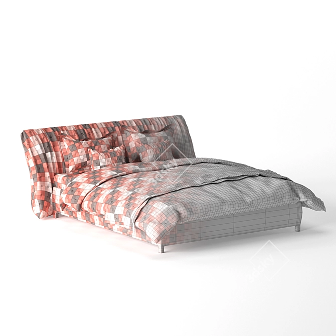 Luxury MisuraEmme Bed: Elegant Two-Material Bedspread 3D model image 5
