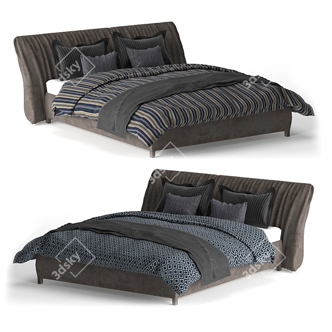 Luxury MisuraEmme Bed: Elegant Two-Material Bedspread 3D model image 7