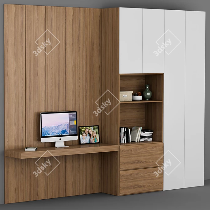 Versatile Home Office Shelf 3D model image 2