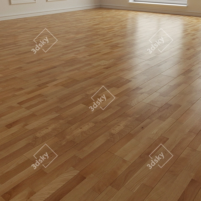 Premium Beech Parquet Flooring 3D model image 2