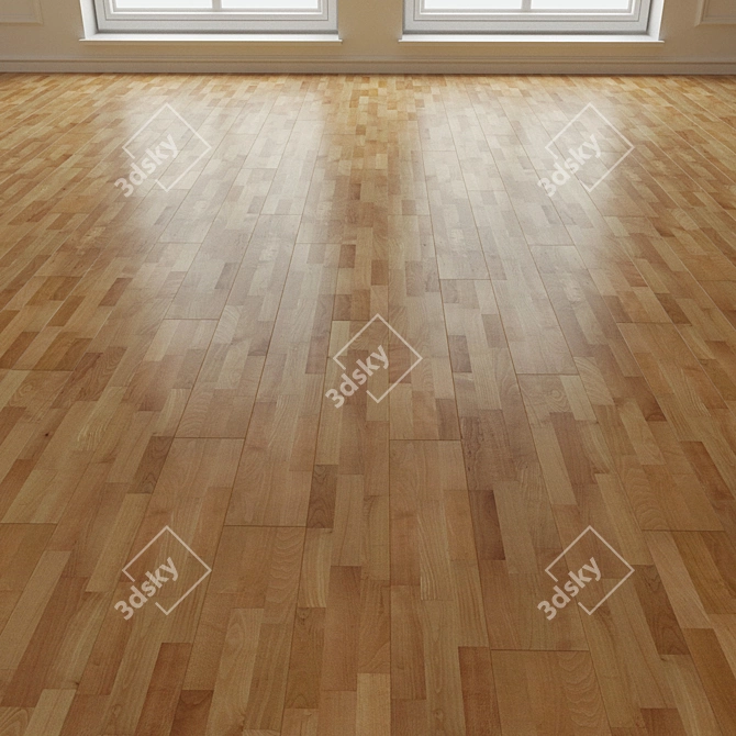 Premium Beech Parquet Flooring 3D model image 3