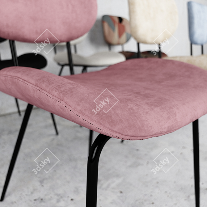 Modern Metal Dining Chair 3D model image 2