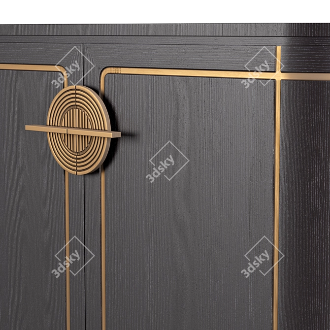 Elegant Edmonson Oak Cabinet 3D model image 2