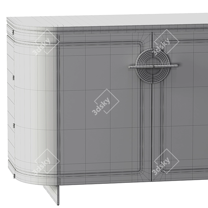 Elegant Edmonson Oak Cabinet 3D model image 4