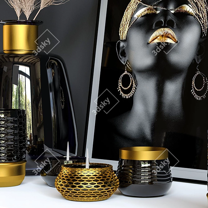 Elegant Decorative Set for Vray 3D model image 3