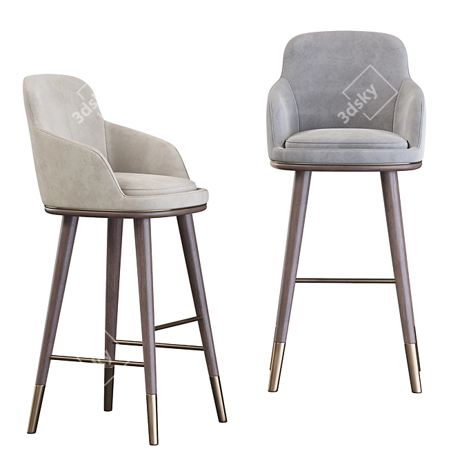 Rustic Elegance Barstool 3D model image 4