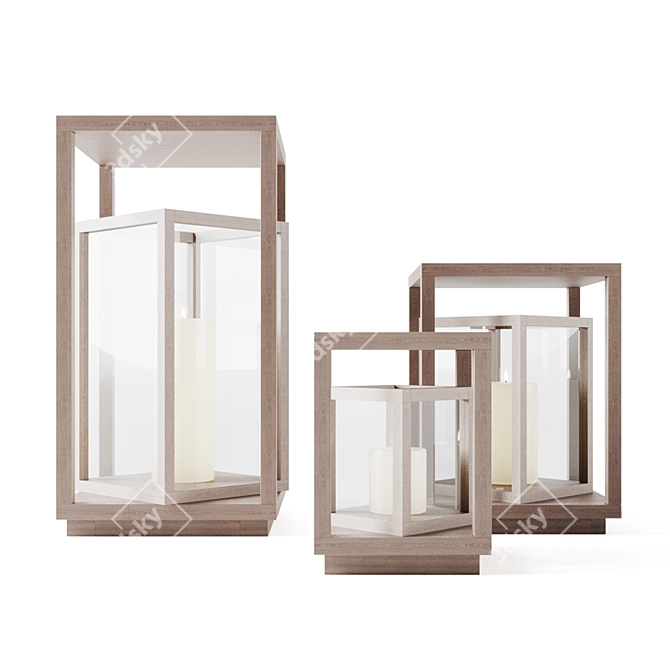 Modern Teak Lantern: Ventana 3D model image 2