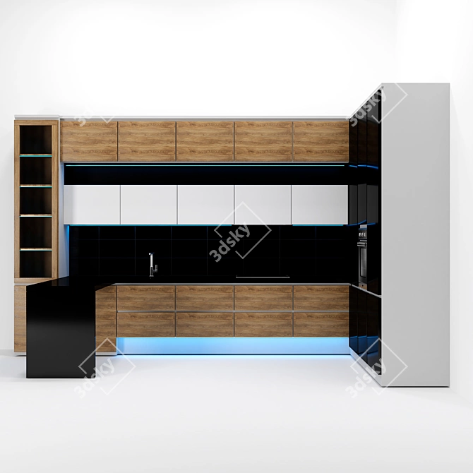 Custom Kitchen Furniture with Dining Area 3D model image 2