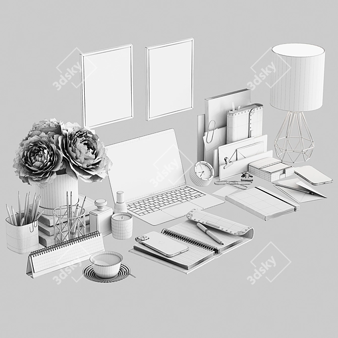 Rose Workplace Set: Stylish and Functional 3D model image 2