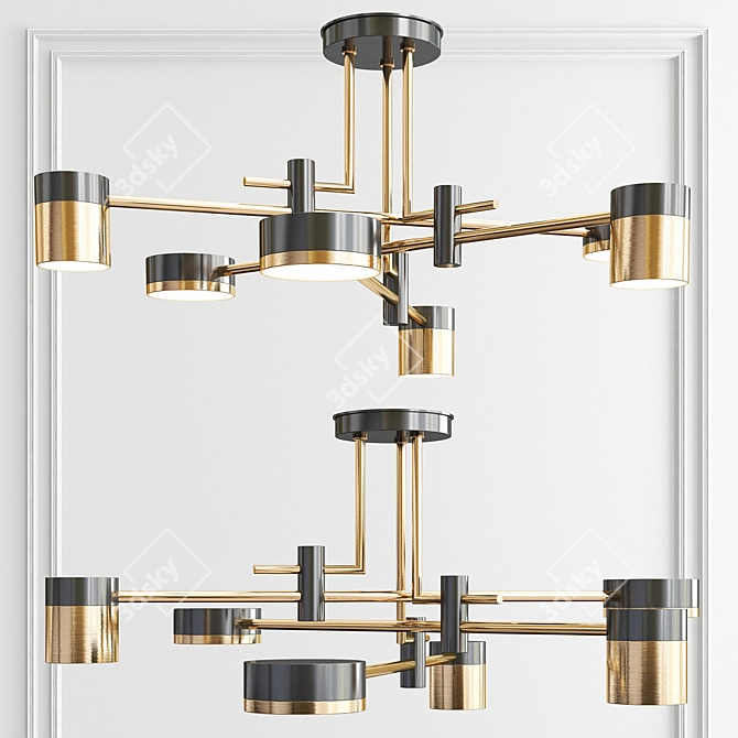 Sleek LED Pendant Chandelier 3D model image 1