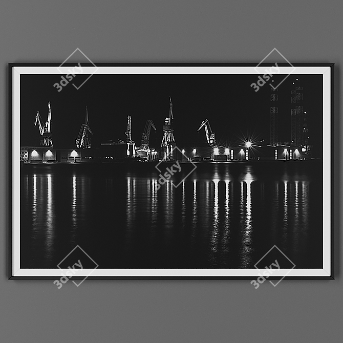 Elegant Black Framed Artwork 3D model image 1