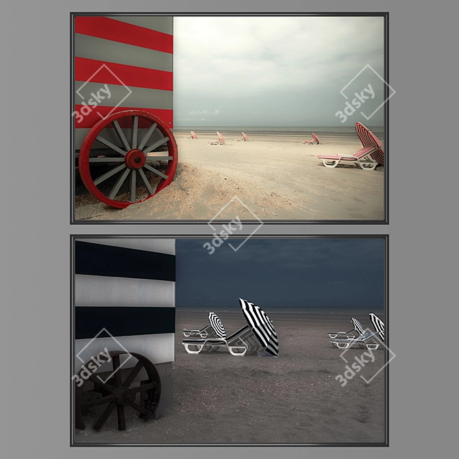 Modern Wall Art Set with Frames 3D model image 1