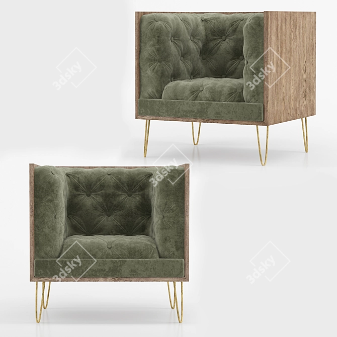 Contemporary Tufted Chesterfield Sofa 3D model image 1