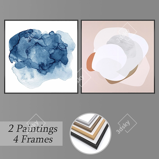 Elegant Wall Art Set with Multiple Frames 3D model image 1