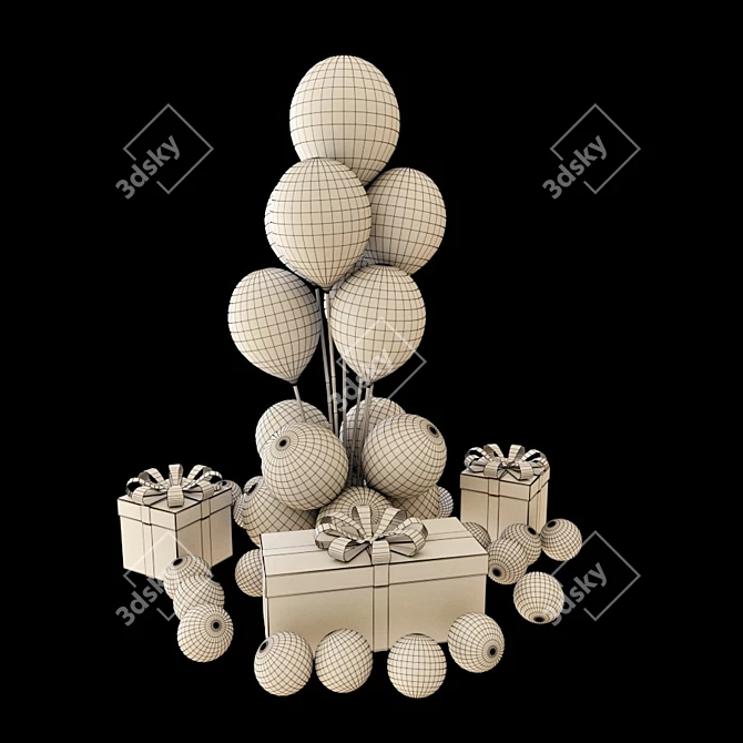 Gift Balloon Bouquet 3D model image 2