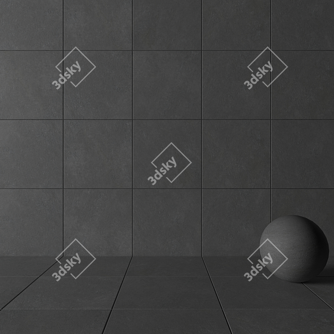 Concrete Wall Tiles Anthracite: Cumulus Collection 3D model image 3