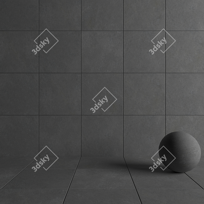 Concrete Wall Tiles Anthracite: Cumulus Collection 3D model image 4