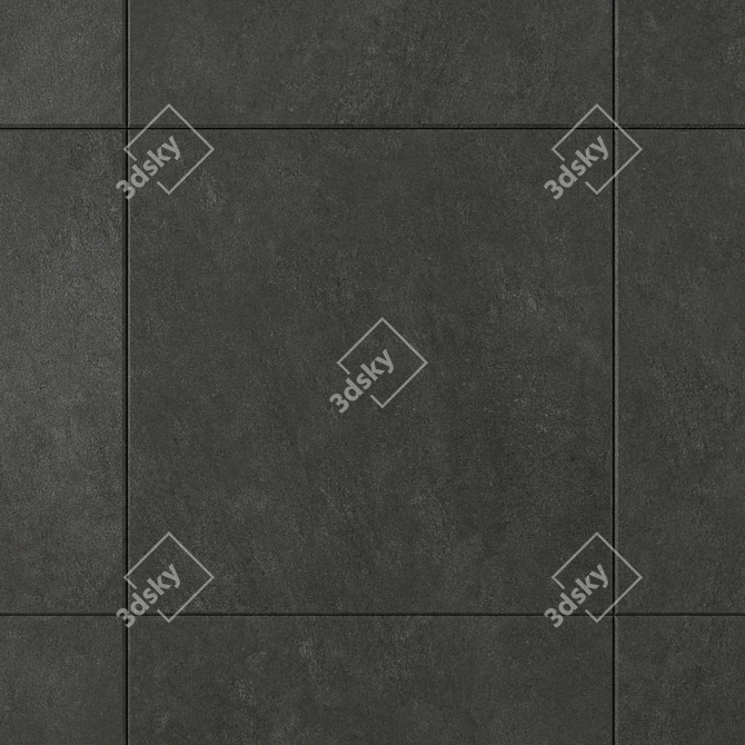 Sleek Black Concrete Wall Tiles 3D model image 2
