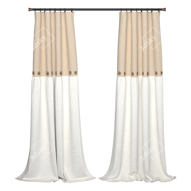 Modern Two-Tone Slider Curtain 3D model image 1