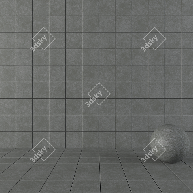 Dark Wind Concrete Wall Tiles: Set of 2 3D model image 1