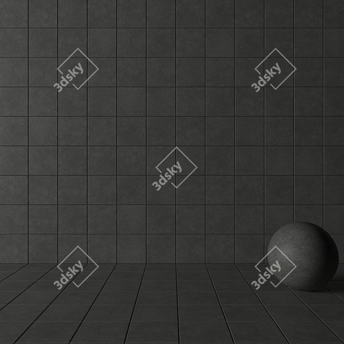 Dark Wind Concrete Wall Tiles: Set of 2 3D model image 3