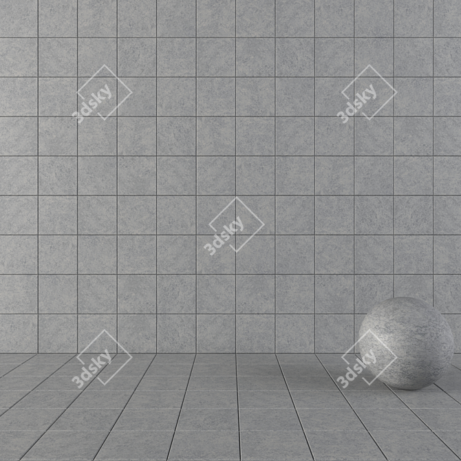 Wind Gray Concrete Wall Tiles Set 3: Stylish & Durable 3D model image 1