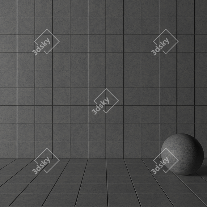 Wind Gray Concrete Wall Tiles Set 3: Stylish & Durable 3D model image 3