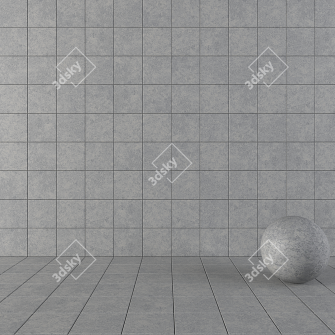 Wind Grey Concrete Wall Tiles - Set of 2 3D model image 1