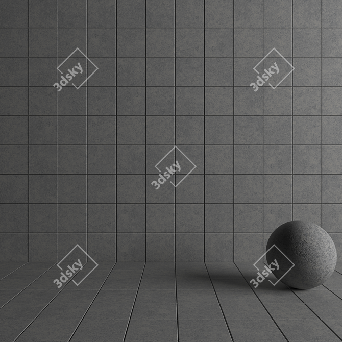 Wind Grey Concrete Wall Tiles - Set of 2 3D model image 4