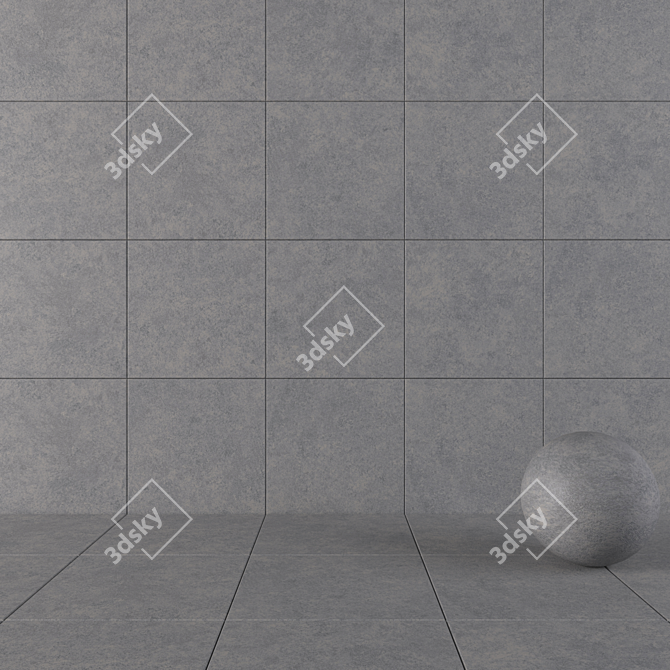 Concrete Wall Tiles in Gray: Wind Collection 3D model image 1