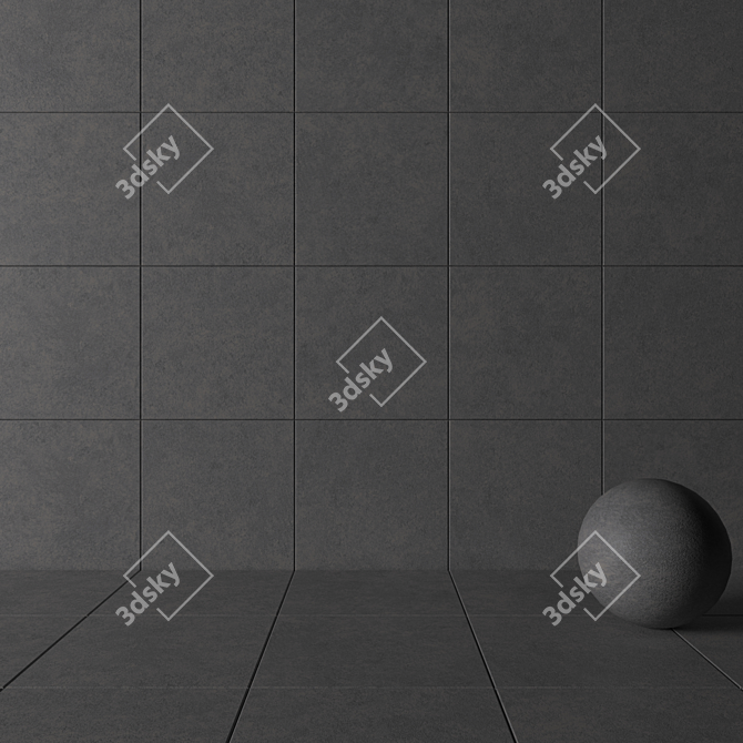 Concrete Wall Tiles in Gray: Wind Collection 3D model image 3