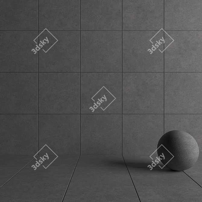 Concrete Wall Tiles in Gray: Wind Collection 3D model image 4