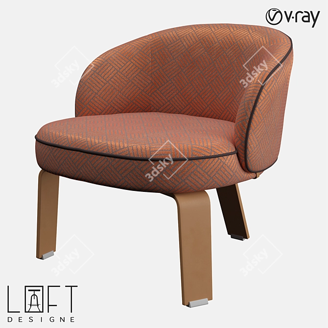 LoftDesigne Armchair 2876: Modern Metal and Fabric Seating 3D model image 1