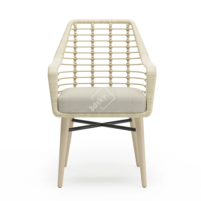 Vintage Emery Armchair: White & Dark Brown 3D model image 2