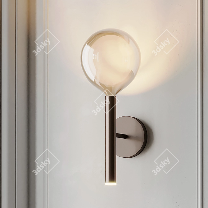 Sleek Borosilicate Glass Wall Lamp 3D model image 2