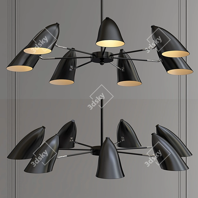 Futuristic Black Ceiling Chandelier 3D model image 1