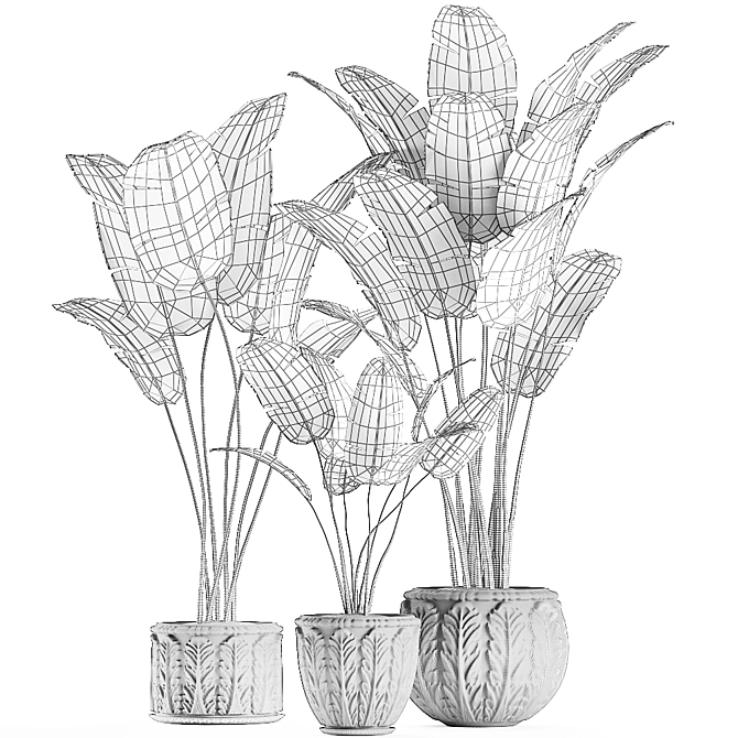 Exotic Plant Collection in Classic Vase 3D model image 5