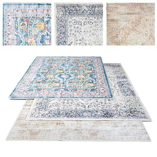 Vintage Style Carpet Set | Zara Home 3D model image 1