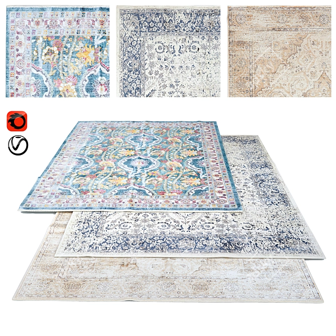 Vintage Style Carpet Set | Zara Home 3D model image 6