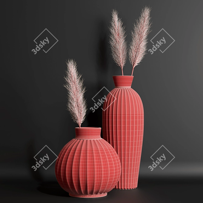 Elegant Vase Set 002 3D model image 3