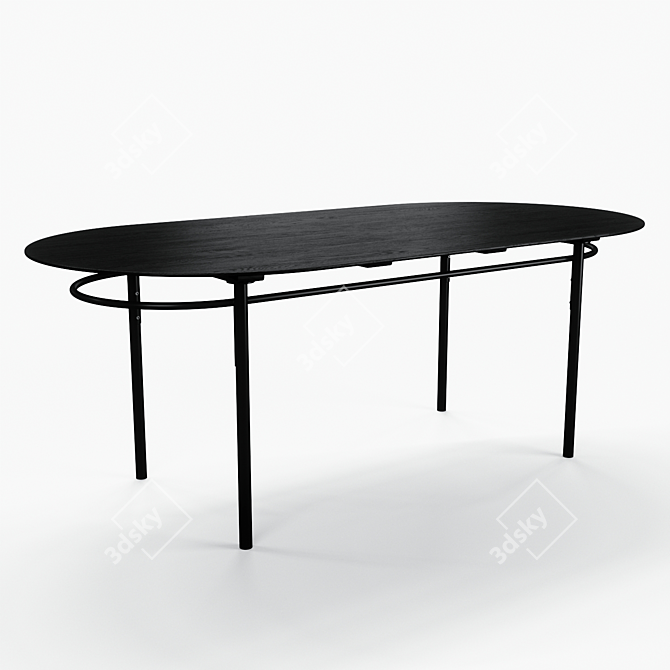 Elegant Oval Black Dining Table 3D model image 1